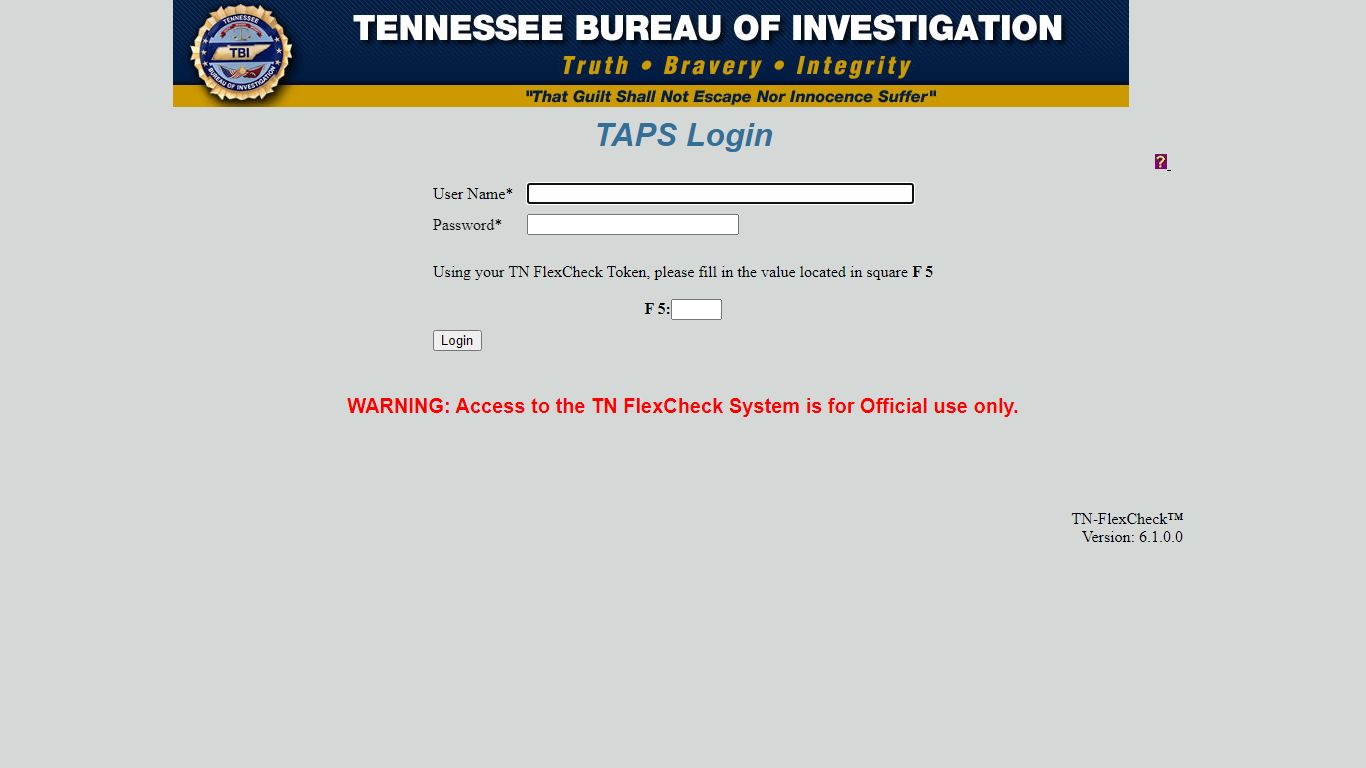 TAPS Login - Tennessee